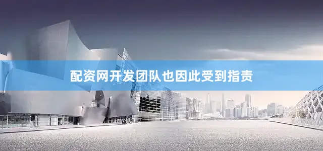 配资网开发团队也因此受到指责
